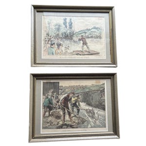 Vintage-Kunstdrucke zum Thema Angeln, Set 2: Fliegenfischen, Heringsfang, gerahmt, sportlich
