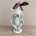 Handmade Blue Artist Bear Hand Sewn Jointed Teddy Bear Five Movable Joints Vintage Display Piece For Shelf Decor Home Display Art Piece Gift
