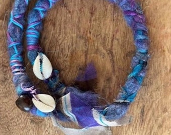 Lila boho Ateba, Hårinpackning, locs-accessoarer, dreads,