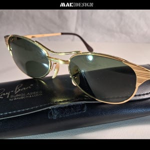 Lunettes de soleil Ray-Ban Signet Gold vintage en excellent état, avec étui d'origine - Fin des années 1990 - Bausch and Lomb USA - Verres G-15