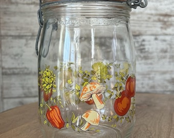 Pote de armazenamento vintage ARC France de 1 litro com tampa articulada para vegetais, temperos e muito mais.