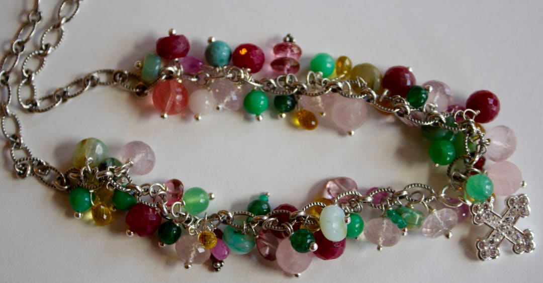 Ruby Sapphire Necklace Rose Quartz Opal Chrysoprase - Etsy