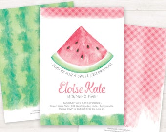 Watermelon Invitation, Printable Birthday Invitations, Watermelon Birthday Invitation, Watercolor Watermelon Birthday Party, Girl Birthday