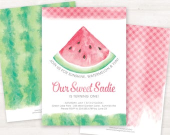 Watermelon Invitation, Watermelon Birthday Invitation, Printable Birthday Invitations, Summer Invitations, First Birthday, Girls Birthday