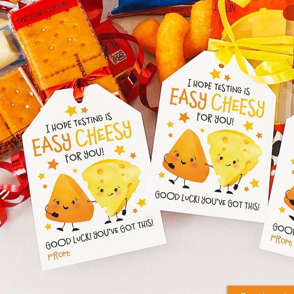 Printable Testing Day Snack Tag Classroom Treat Tag Cheese Snack Good Luck Gift Test Day Cheese Goldfish Finals School Test Taking PTO PTA