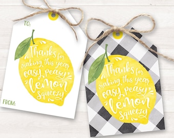 Teacher Appreciation Gift PRINTABLE Teacher Thank You Card End of Year Teacher Gift Tag Appreciation Card Easy Peasy Lemon Squeezy Card Tags