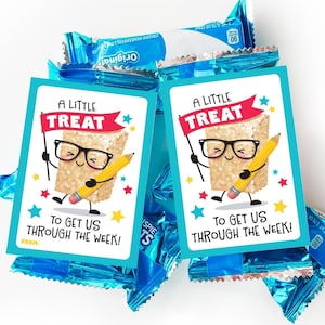 Étiquette imprimable pour friandises au riz croustillant encourageant les étudiants, cadeau pour professeur, collègue, cadeau pour la rentrée des classes, collation de test pour passer toute la semaine