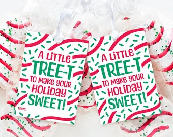 Christmas Tree Cake Printable Treat Tag Classroom Holiday Snack Cake Tag Sprinkles School Students Prepackaged Treats Teacher Gift Stocking