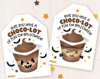 Printable Halloween Tags Pudding Tags School Lunch Notes Halloween Classroom Treats Tag Snack School Party Favor Student Teacher Pudding Cup