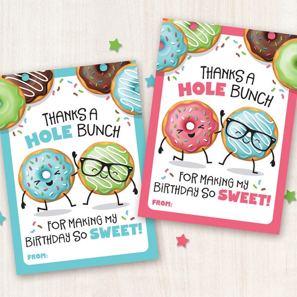 Printable Donut Tags Classroom Birthday Treat Tags Doughnut Birthday Party Favor Tags Donuts Thank You School Sprinkles Thanks Hole Bunch