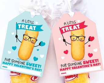 Printable Valentine Treat Tags: Snack Cake Classroom Valentines (Digital Download) For School Parties