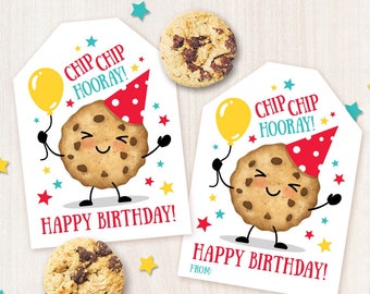 Printable Birthday Gift Tags Treat Bag Chocolate Chip Cookie Tags Classroom Snack School Party Students Birthday Treat From Teacher PTO PTA