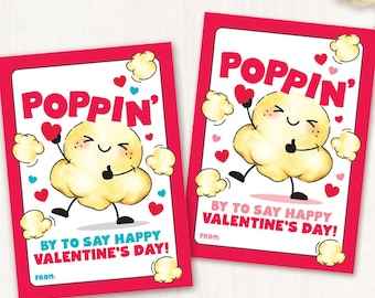 Kids Valentines Kids Valentine Cards Popcorn Valentine Tags Printable Valentines Day Kid Gifts for School Classroom Pop Corn Snack Tag Files