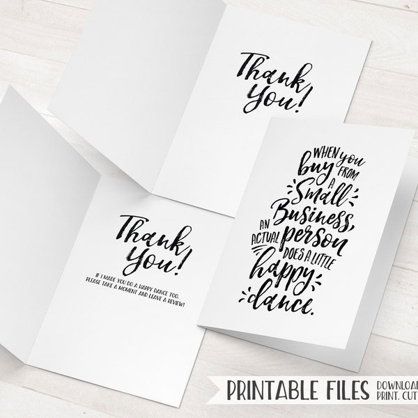 Small Business Thank You Cards, Printable Package Inserts, Happy Dance Printable Thank You Cards, Girl Boss Card, Shop Small Marketing Cards