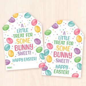 Afdrukbaar paastraktatielabel voor klaslokalen of leraren, paasmanden kinderen kleine traktatie voor een konijntje Sweet SomeBUNNY Happy Easter Egg cadeau