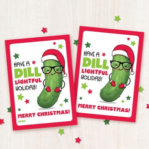 Weihnachtsgurke Druckbare Tags Klassenzimmer Snack Tags für Schulferien Party Wichteln Lehrer Geschenk Schüler Klassenkameradin Karten Dill Snack