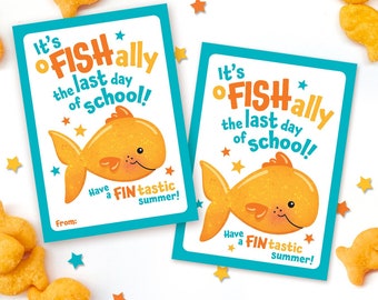 Printable Last Day of School Tag Classroom Snack Tag Fish Crackers End of School Year Gift for Students from Teacher Gift Goldfish Summer