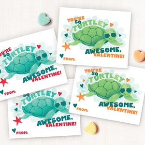 Tarjetas de San Valentín de tortugas para imprimir para niños, tarjetas de San Valentín de tortugas para el aula, tarjetas de San Valentín para la escuela, etiquetas para tarjetas de San Valentín para imprimir.