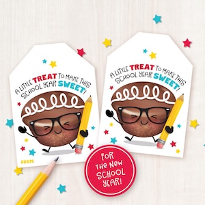 Back to School Treat Tag Printable Cupcake New School Year Gift for Students Teacher Little Treat First Day Sweet Snack Cake Classroom