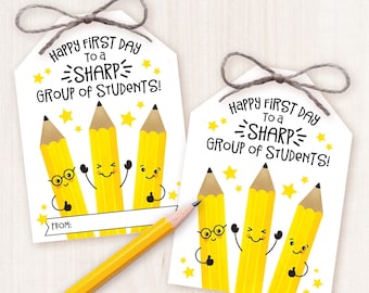 First Day of School Gifts for Students Printable Gift Tags for Classroom Welcome Back to School Supplies Pencil Tag Teacher Gift School Year
