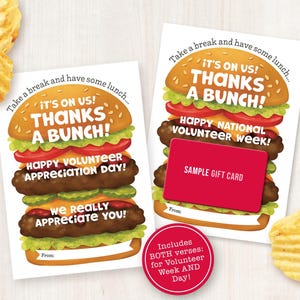 DRUCKBAR National Volunteer Week Geschenkkartenhalter Volunteer Appreciation Day Restaurant Danke, Burger Fast Food Lunch Geschenkkarte
