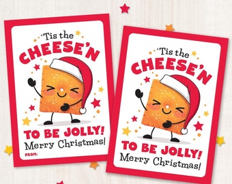 Printable Christmas Snack Tag Cheese Crackers Classroom Non-Candy Treat School Gift for Students from Teacher or Classmates Holiday Cheezy