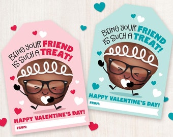 Printable Valentine Treat Tags Valentine Gifts for Kids Chocolate Cupcake Snack Cakes School Classroom for Friends Valentines Greeting Cards