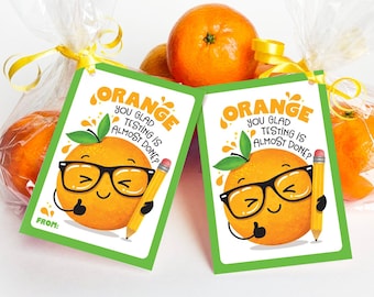 Printable Testing Day Snack Tag Orange Tag Mandarine Oranges Cuties Classroom Good Luck Test Finals School Test Taking PTO Healthy Snack Tag