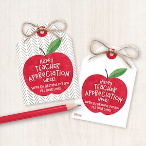 Étiquette-cadeau de la semaine de reconnaissance des enseignants à imprimer Carte de remerciement pour enseignant, carte de remerciement pour enseignant Étiquettes à imprimer, cadeau pour la classe, étudiant Apple
