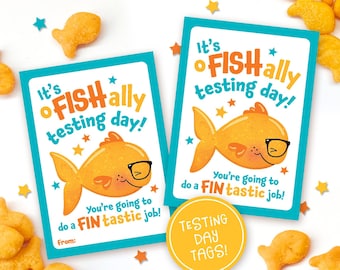 Printable Testing Day Snack Tag Classroom Treat Tag Fish Crackers Snack Good Luck Gift Test Day Goldfish Finals School Test Taking PTO PTA