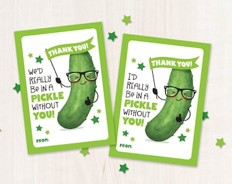 Printable Pickle Thank You Tags Teacher Appreciation Week Volunteer Thank You Cards In a Pickle Without You Bus Driver Employee Coworker Tag