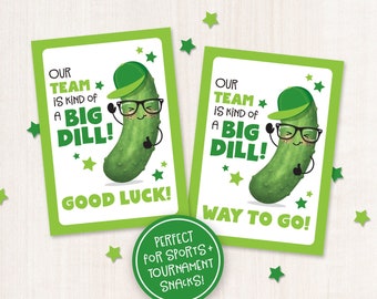 Printable Team Snack Tag Team Big Dill Pickle Sports Tournament Competition Basketball Baseball Sunflower Seeds Chips Good Luck Gift Dance