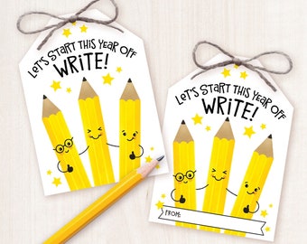 Back to School Printable Gift Tags for Classroom First Day of School Supplies Pencil Tag Teacher Gift For Students Eraser Staff Welcome Back