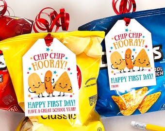 Etykieta do druku na powrót do szkoły Etykieta na smakołyki w klasie Etykiety na torebki z chipsami Pierwszy dzień szkoły Prezent dla nauczyciela dla uczniów Etykieta na chipsy, chipsy, hura, kolega z klasy