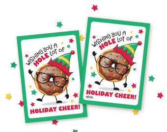 Afdrukbare vakantie Cheer Donut Tag traktatie Tags voor Classroom Party School kerstcadeau voor studenten van leraar klasgenoten Donuts Xmas