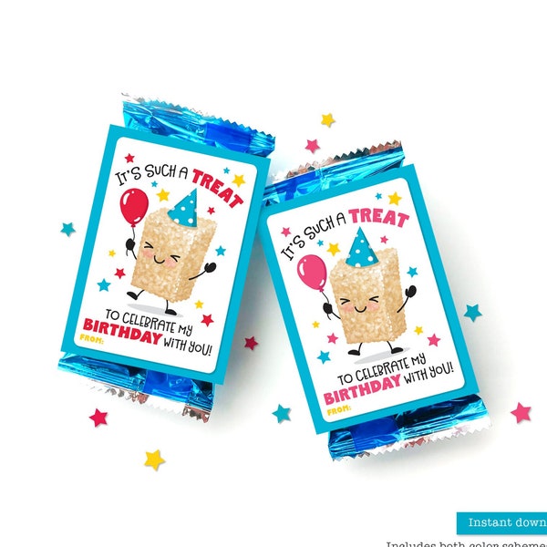 Printable Birthday Treat Tag for Crispy Rice Treats Classroom Birthday Treat Tags Rice Krispy Bar School Students Party Favors Krispies