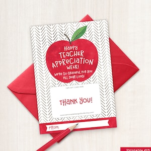 Lehrer Wertschätzung Woche Geschenk DRUCKBAR Geschenk Kartenhalter Lehrer Dankeskarte Lehrer Geschenk von Schüler PTO PTA Apple Gas Card Zielanhänger