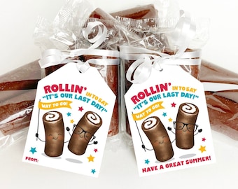 Last Day of School Printable Treat Tag Classroom Snack Tags End of School Year Gift for Students from Teacher Classmates Class Cake Roll Kid