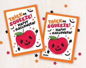 Applesauce Squeeze Pouch Halloween Treat Tag Printable for Trick or Treat or Classroom Party Favor for Students from Teacher and Classmates