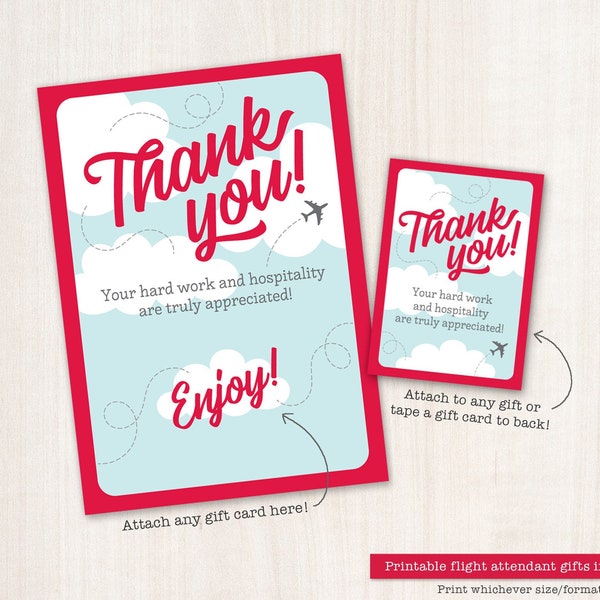 Flight Attendant Thank You Gift Card Holder Gift Tags Printable Appreciation Flight Crew Airplane Travel Thanks Note Coffee Gift Snack Tag