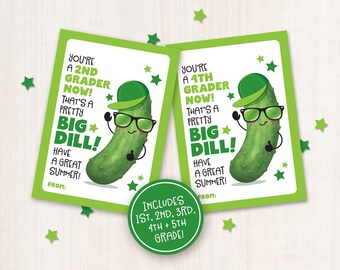 Printable Last Day of School Classroom Snack Tag 1st Grader - 5th Grade Big Dill Pickle End of School Year Gift Students Teacher Classmates