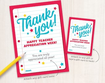 Teacher Appreciation Week Gift Printable Thank You Gift Card Holder Printable Gift Tags Coffee Gift Card Gas Card Holder Gift Ideas PTO PTA