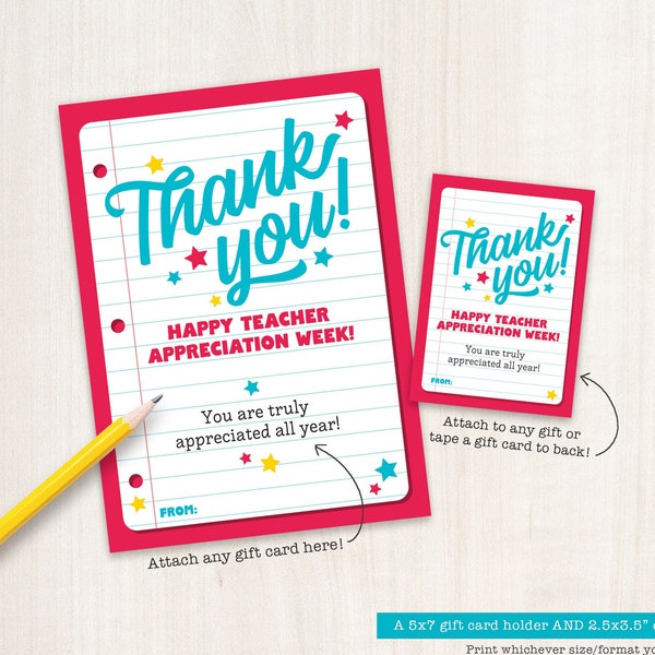 Teacher Appreciation Week Gift Printable Thank You Gift Card Holder Printable Gift Tags Coffee Gift Card Gas Card Holder Gift Ideas PTO PTA