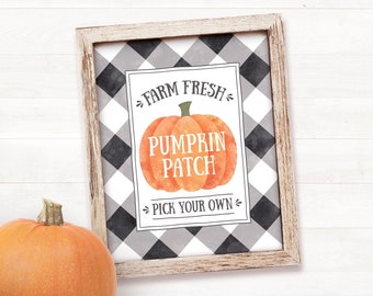 PRINTABLE Pumpkin Patch Sign Farmhouse Fall Decor Grey | Etsy