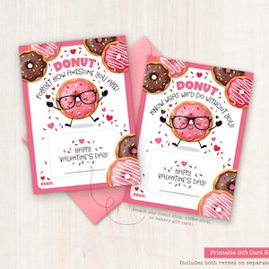 DRUCKBARE Donut-Shop Geschenkkartenhalter Lehrer Valentinstag Grußkarte Valentinstag Karten Busfahrer Mitarbeiter Kaffee Geschenk Donut-Bäckerei