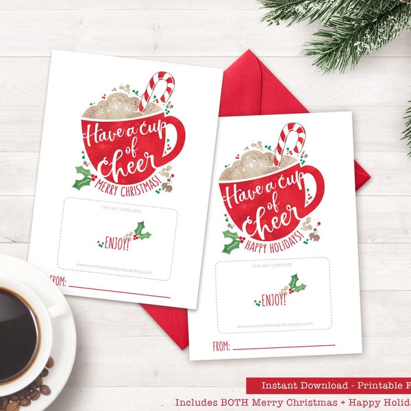 Christmas Gift Card Holder PRINTABLE Teacher Holiday Gift Teacher Appreciation Christmas Coffee Gift Christmas Gift from Student Gift Tag