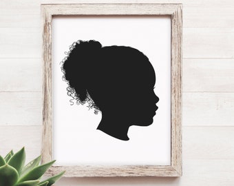 Portrait personnalisé Silhouette Portrait de famille personnalisé Imprimable enfant Silhouette Portrait Profil personnalisé Cadeau fête des mères pour maman