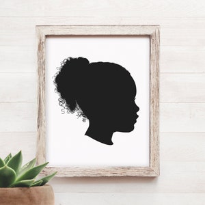 Custom Portrait Silhouette Personalized Family Portrait Printable Child Silhouette Portrait Profile Personalized Mother's Day Gift for Mom image 1