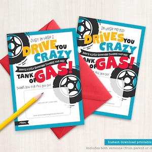 Lehrer Wertschätzung Woche Geschenk PRINTABLE Gas Geschenk Kartenhalter Lustige Dankeschön-Karte Lehrer Geschenke Busfahrer Tankstelle Fahren verrückt