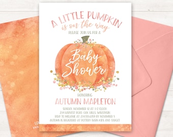 Little pumpkin baby shower invitation, Girl Baby Shower Invite, Pumpkin Invitation, Pumpkin Baby Shower Invite, Printable Baby, Autumn Baby